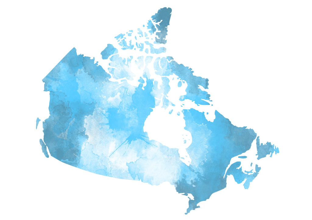 Mapa abstrato em aquarela do Canadá