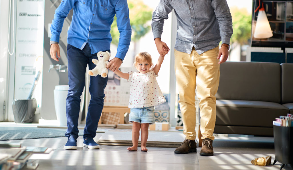 gay couple with child in store for household gay parents and young child