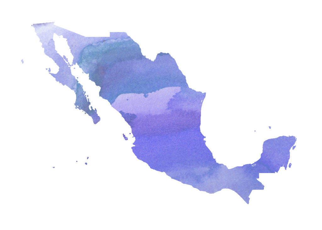 خريطة المكسيك الألوان المائية