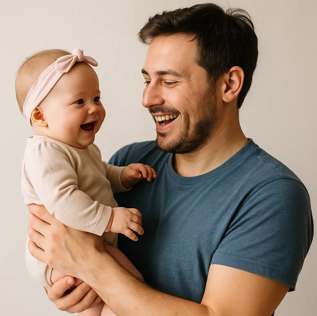Papá feliz y niña