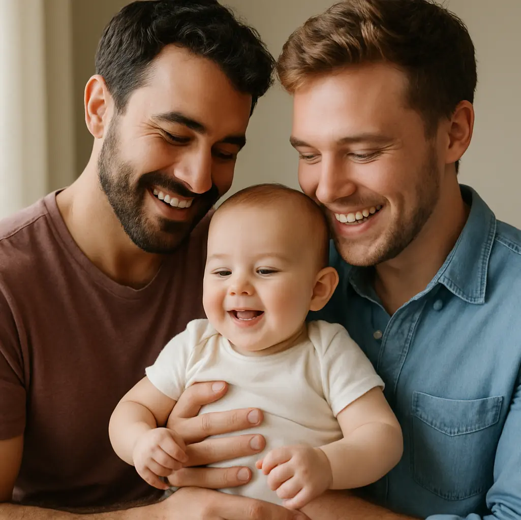 Bebé feliz con sus futuros padres